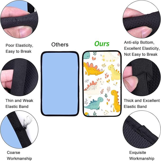 JANENFNA Car Armrest Cover Pads Universal Fashion Cute Auto Center Console Armrest Cover Pad with 2PCS Car Coasters Soft Waterproof Car Armrest Seat Protector for Women,Cute Dinosaur