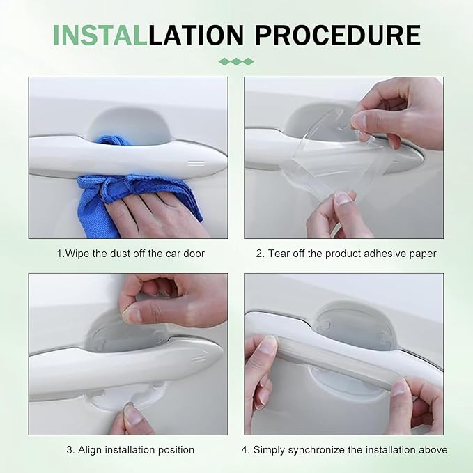 8PCS Car Door Handle Protectors, Transparent Car Bumper Trim Guard Sticker, PVC Waterproof Anti-Collision Auto Door Cup & Handle Bowl Protective Film, Universal Cup Protector for Most Cars