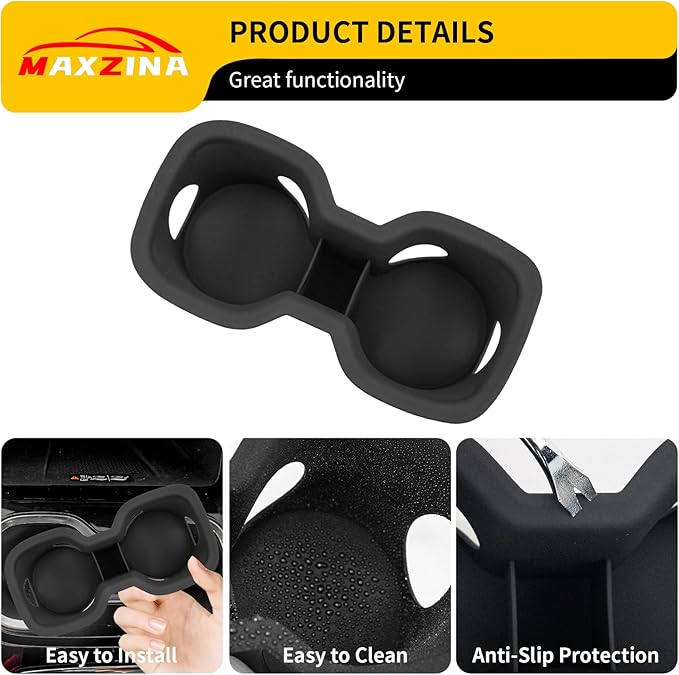 Maxzina Cup Holder Compatible with 2024 2025 Chevrolet Traverse (Not for Limited) Insert Center Console Cup Holder Soft Silicone Black Bottle Holder Interior Decoration 2024 Chevy Traverse Accessories