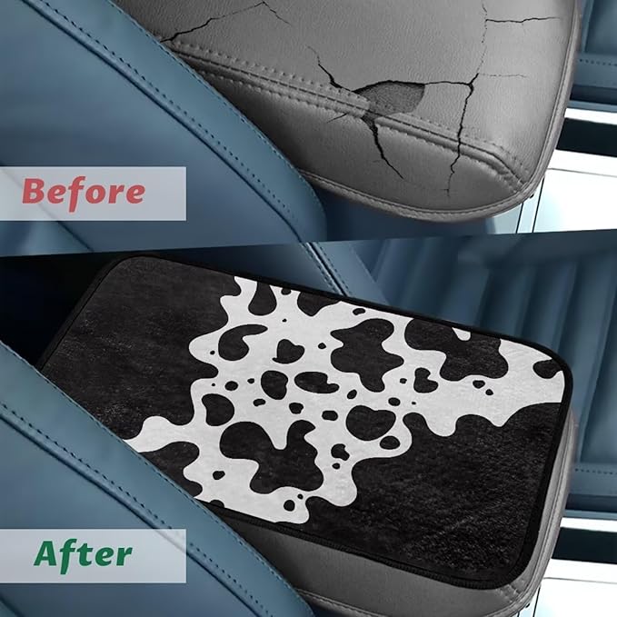 Bulopur Cow Print Armrest Cover Car Center Console Cover Flannel Armrest Cover Protec Car Center Console Cover Accessories Universal Car Interior Accessories Car Arm Rest Cover