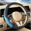 Car Steering Wheel Cover, Elastic Stretch Leather Non-Slip Vehicle Steering Wheel Guard, Automotive Interior Protective Decor Accessories, Universal for SUV RV Truck (Black/Blue)