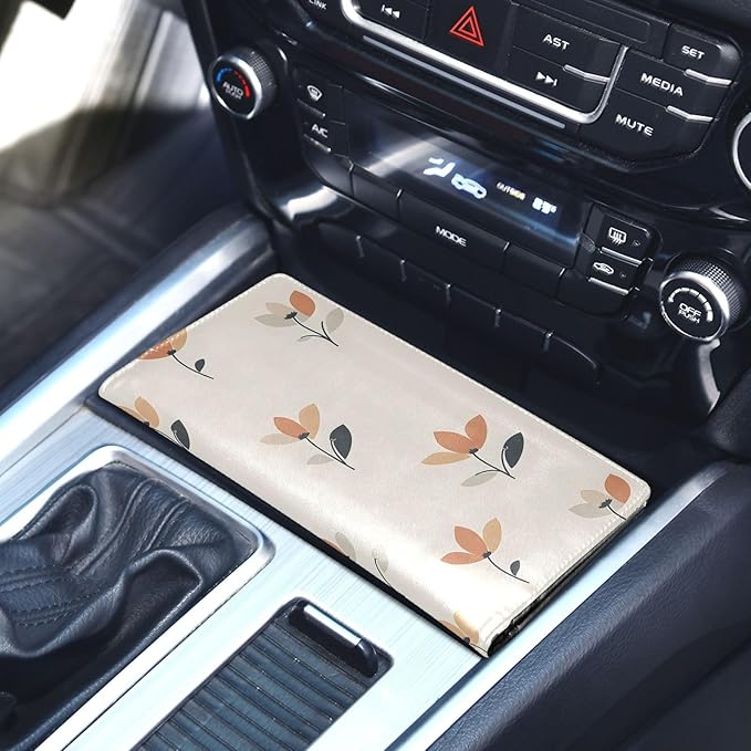 Simple Flowers Floral Car Registration and Insurance Card Holder Vehicle Glove Box Car Organizer Driver License Documents Holder Waller Case Organizers