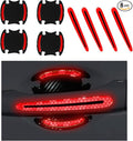 Augeny 8Piece Car Handle Protector Reflective Stickers, Universal 3D Carbon Fiber Auto Handle Paint Guard, Anti-Scratch Bowl Protective Film for Most Cars (Red)