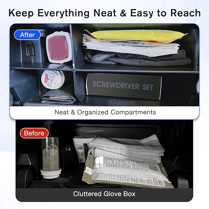 iGoevo Toyota Tacoma Glove Box Divider 2016–2023 — ABS Insert with Noise‑Free, Stable Silicone Pads