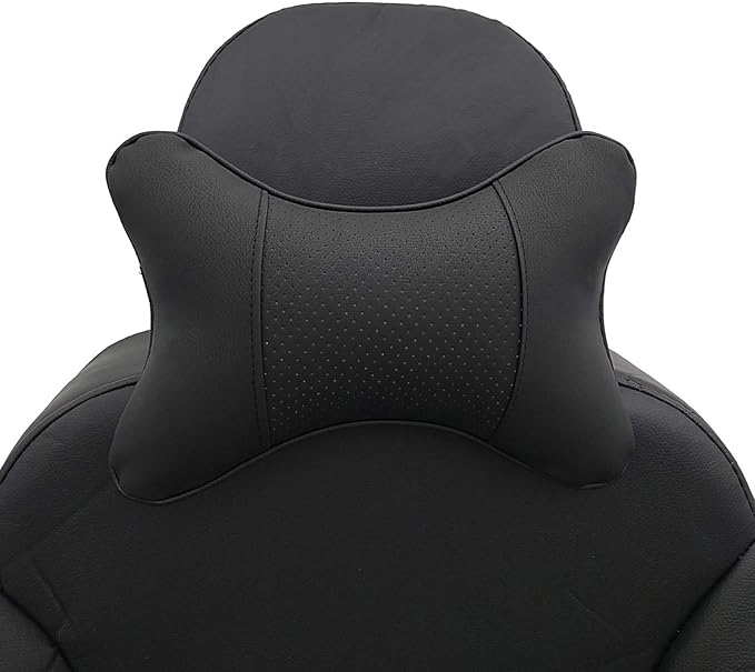 Thomakoo Car Neck Pillows 2pcs Pack Car Headrest Pillow Pu Leather Car Cervical Pillows for Traveling Car Pillows Filled by Fiber (Black)