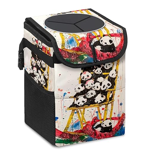 GVGHIDZ Car Trash Can – Multi-Purpose, Lightweight and Portable with Durable Water-Resistant Coating, No Installation Required, Practical and Ample Capacity, Variety of Colors.Red Panda