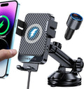 Wireless Car Charger, MOKPR 15W Fast Charging Auto-Clamping Car Mount Universal Hands-Free Car Charger Mount for Dash Windshield Air Vent Compatible with iPhone 15/14/13/12, Samsung S23/S22/S21 Black
