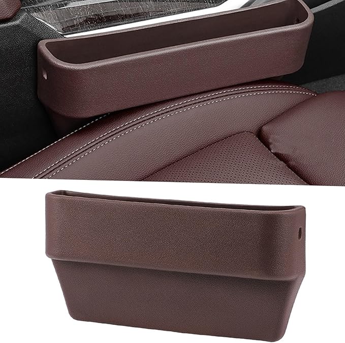 GAWOND Car Seat Gap Filler Organizer, Seat Side Gap Plug with Storage Avoids Things Falling, Universal Fit Fill The Gap Between Seat and Console, Perfect for Car, SUV, Truck (Brown-1 Pack)