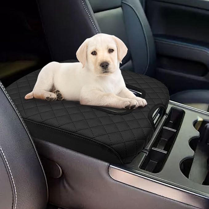 Xaido Center Console Armrest Cover Compatible with 2014-2018 Chevy Silverado & GMC Sierra with 40/20/40 Jump Seat, Middle Console Leather Protective Cover (ONLY for Split Bench Seat Console)