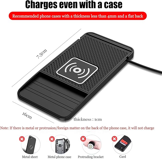 Car Charger Silicone Pad for MINI F55 F56 F57 F60, Fast Phone Charger Non Slip Cell Phone Flat Charging mat, Upgraded chip, Overcharge Protection,A USB