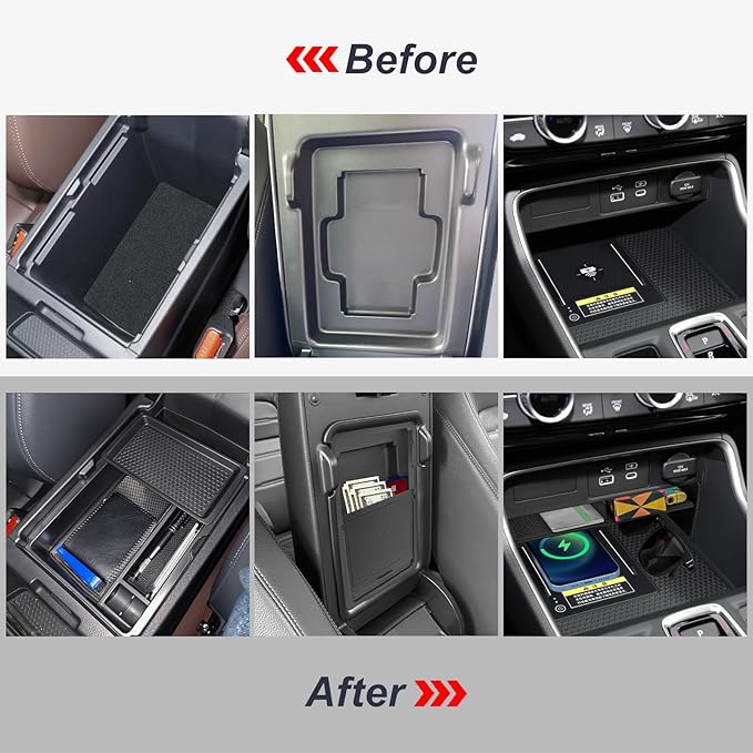 Neepiar 3PCS Center Console Organizer Compatible with 2026 2025 2024 2023 Honda CRV Armrest Storage Box Armrest Hidden Storage Box Secret Compartment Insert Tray Interior Accessories