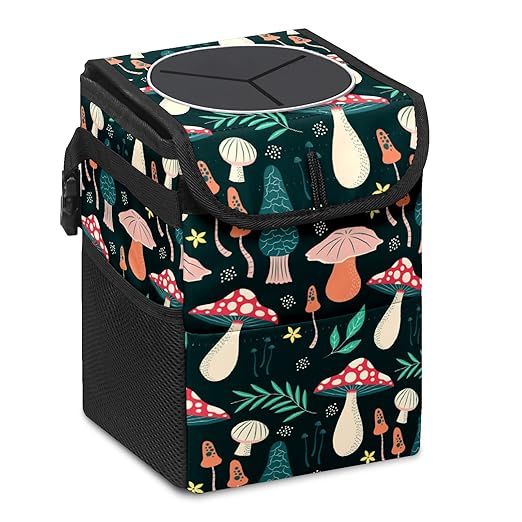 GVGHIDZ Car Trash Can – Multi-Purpose, Lightweight and Portable with Durable Water-Resistant Coating, No Installation Required, Practical and Ample Capacity, Variety of Colors.Mushroom