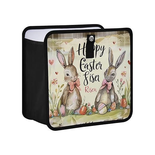 Car Trash Can Organizer Bin with Adjustable Strap for Back Front Seat Console Waterproof Leakproof Collapsible Portable 11 Inch Happy Easter Bunny Carrot