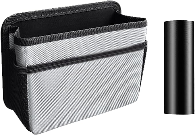 Car Trash Can, Foldable Mini Vehicle Trash Bin Garbage Organizer Holder, Waterproof Hanging Mini Auto Dustbin Accessories Storage Container for Vans, SUVs (silver gray)