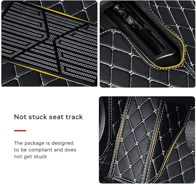 MELKEN Custom Fit Leather Car Floor Mats for 95% of Cars Full Coverage Floor Liners Car Mats (Black & Yellow)