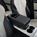 Center Console Cover Car Armrest Box Pad Leather Arm Rest Cushion with Cup Holder Mobile Phone Storage Armrest Protection Pad for Car (Pure Black, 13.58 * 8.07 * 2.95 inch)