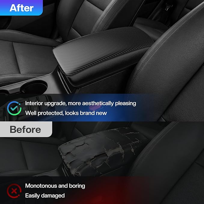 Autorder Center Console Cover for 2016-2019 2020 2021 Hyundai Tucson Accessories Carbon Fiber Armrest Cover Waterproof Anti-Scratch Center Console Armrest Protector Pad