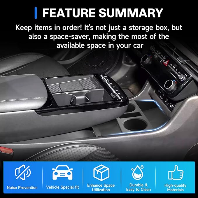 SXCY for 2025 2026 Hyundai Tucson Center Console Organizer for 2025 2026 Hyundai Tucson Accessories Full-Button Wire Console Cupholer Tray 2025 2026 Tucson Limited Under Console Organizer (Black)