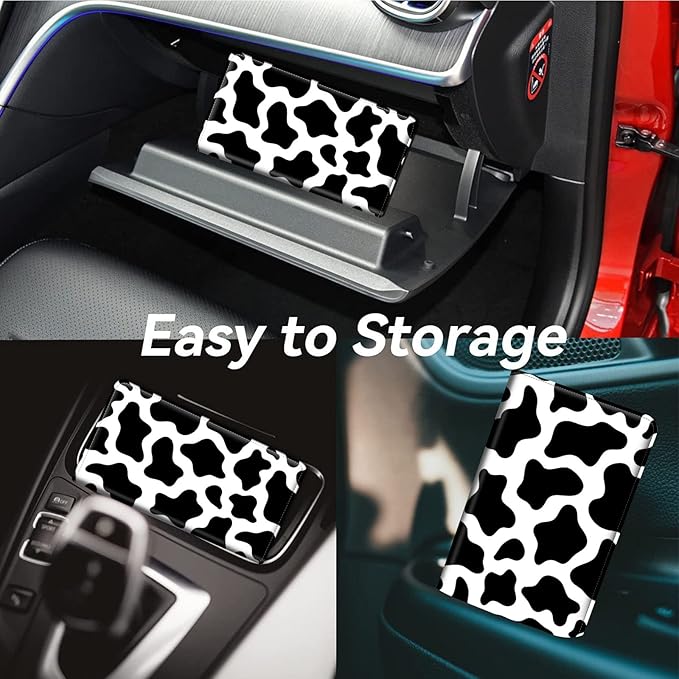 Mxfdegf Car Registration and Insurance Holder, Leather Car Glove Box Organizer, Cool Car Accessories for ID, Driver's License Cards & Essential Document, business cards, Men&Women,Cute Cow