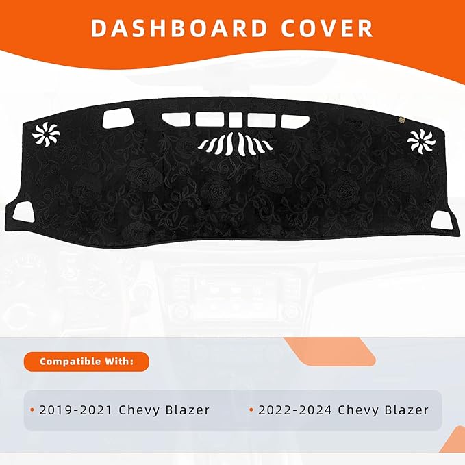 KEYOOG Dashboard Cover Dash Mat Fit for Chevy Blazer 2024-2019 Car Dash Board Mat Anti-Glare Carpet,Non-Slip Pad Sunshield Protector (Flannel)