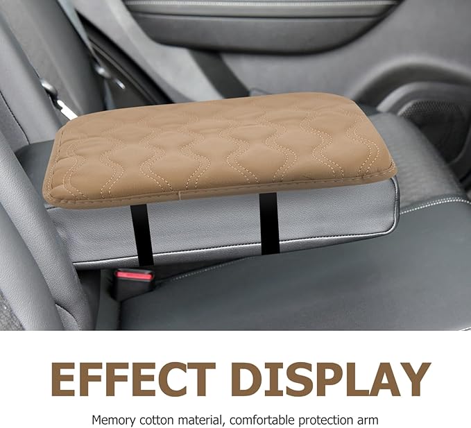 Car Center Console Armrest Cushion Pad Memory Foam Auto Armrest Cover for Fit Stylish Beige Protection Scratch and Damage Resistant
