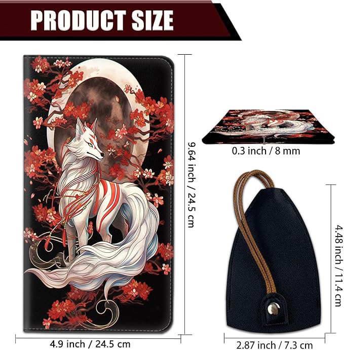 Car Registration and Insurance Holder, PU Leather Auto Document Holder for Men&Women, Vehicle Glove Box Compartment Organizer with Magnetic Shut for Driver's License, Sakura Nine Tailed Fox Animals