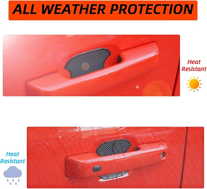 4PCS Car Door Handle Cup ScratchProtectors, TPU Carbon Fiber Pattern 3D Traceless Sticker, Car DoorHandle Paint Cover Guard Pad