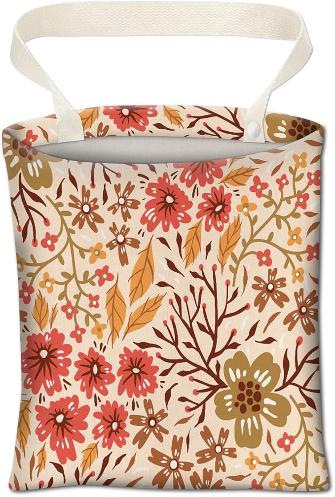 ABUIFDK Car Trash Can, Cute Car Trash Bag, Hanging Car Organizer and Storage Bag, Trash Bin for Car Accessories, Vehicle, Travelling, Camping Boho Floral