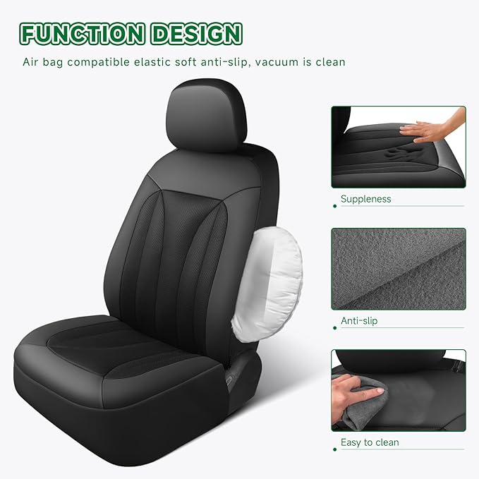 GIANT PANDA Fit GMC Sierra 1500 2500 3500 Front Car Seat Cover, 3D Air Mesh Breathable Seat Protector（Black） 2-Pack