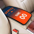 Custom Car Armrest Cover,Add Personalized Name and Number As Gifts for Loyal Football Fans,Auto Center Console Pad Car handrail Box Cushion,Fit for Most Car