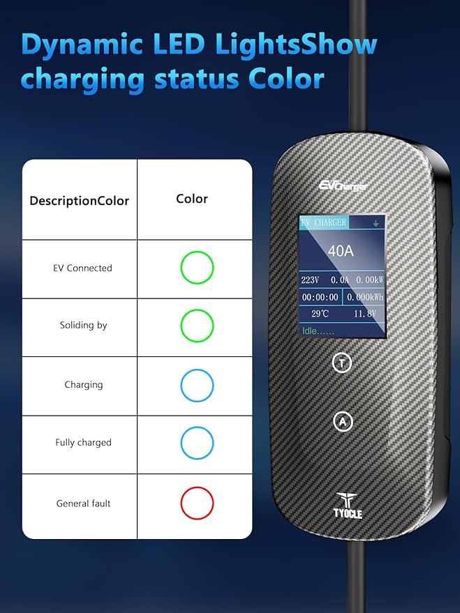 2025 New Portable Level 2 EV Charger (40Amp, 240V, NEMA 14-50P) with 23 Ft Cable. The Mobile Electric Vehicle Equipment Works Home Car Charging, Offering Charging for EV Model