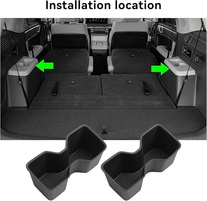 LUCKEASY 2PCS 3rd Row Side Cup Holders Insert for Hyundai Santa Fe 6/7 Seat 2024 2025 2026 Rear Drink Limiter Interior Accessories TPE Black