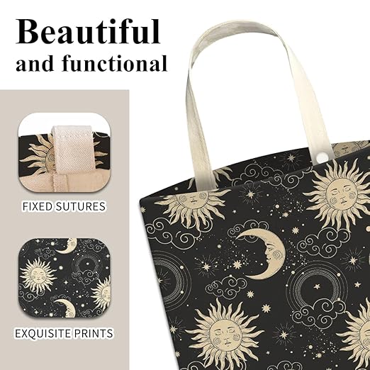 Car Trash Can, Cute Car Trash Bag, Hanging Car Organizer and Storage Bag, Trash Bin for Car Accessories, Vehicle, Travelling, Camping Gold Celestial Moon