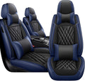 JGDL Car Seat Covers for Subaru Crosstrek 2016-2026, 2 Piece Set Nappa Leather Non-Slip Seat Protectors, Breathable Seat Cover Set. (Deluxe 2 Seats, Black Blue)