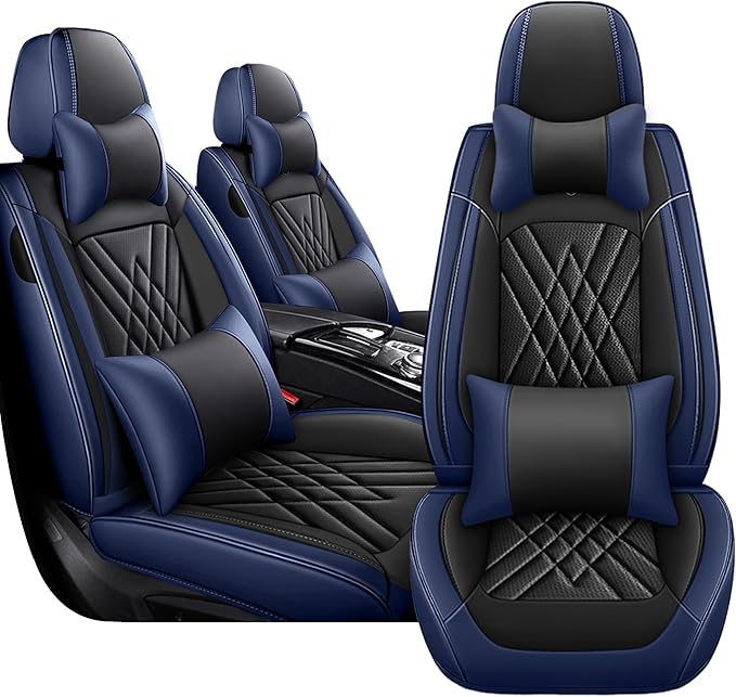 JGDL Car Seat Covers for Subaru Crosstrek 2016-2026, 2 Piece Set Nappa Leather Non-Slip Seat Protectors, Breathable Seat Cover Set. (Deluxe 2 Seats, Black Blue)
