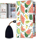 Car Registration Holder, Waterproof PU Leather Vehicle Card Document Glove Box Organizer, Women Interior Auto Accessories Case for Cards, Driver License Car Insurance Holder, Watermelon Fruit Pattern