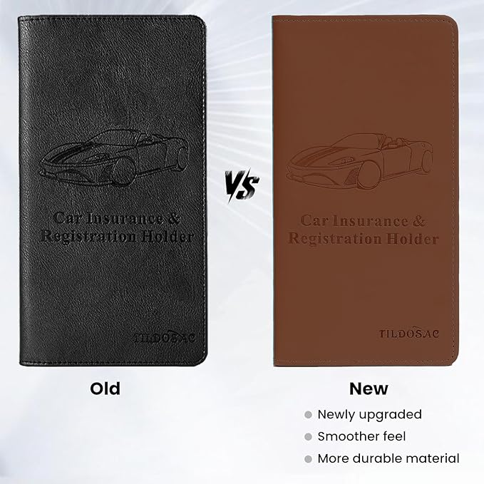 TILDOSAC Car Registration & Insurance Card Holder Leather Auto Glove Box Organizer Document Wallet with Magnetic Shut