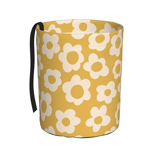 YANGDADA Vintage Groovy Flowers Car Trash Can Small Portable Car Garbage Bag for Back Front Seat RV's Camping Accessories
