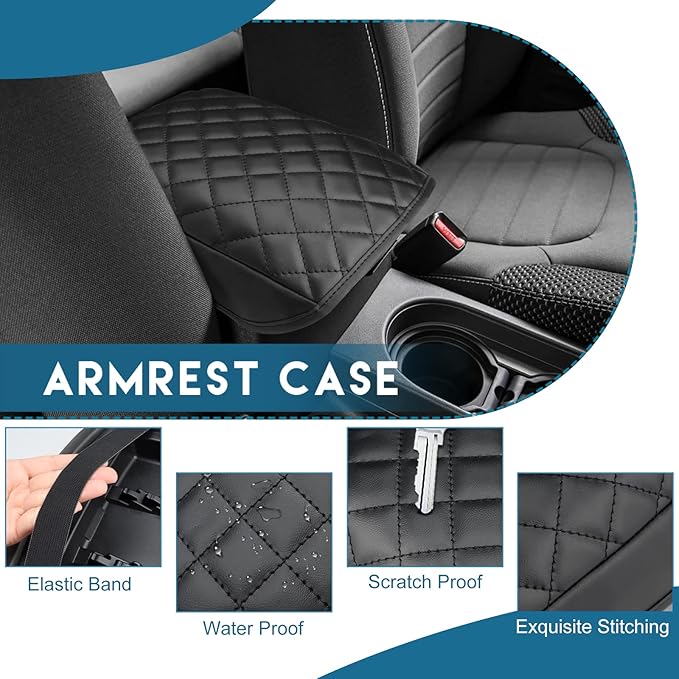 INTGET Center Console Armrest Cover for 2005-2021 Nissan Frontier Accessories 2005-2015 Nissan Xterra Accessories Leather Middle Arm Rest Protector Console Lid Cover