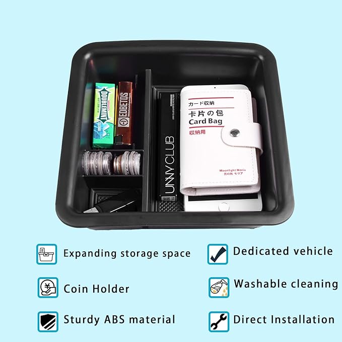 EDBETOS Center Console Organizer Tray Compatible with Toyota FJ Cruiser Accessories 2007-2021 2018 2019 2020 Interior Secondary Armrest Storage Box Insert Tray,Black