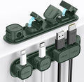 6 Pack Magnetic Cable Clips [1s Open/Lock], Laitver Cord Organizer Holder Strong Adhesive Desk Cable Management- Organize Charging Cords Neatly for Home, Office, Car,Desk, Nightstand-Dark Green