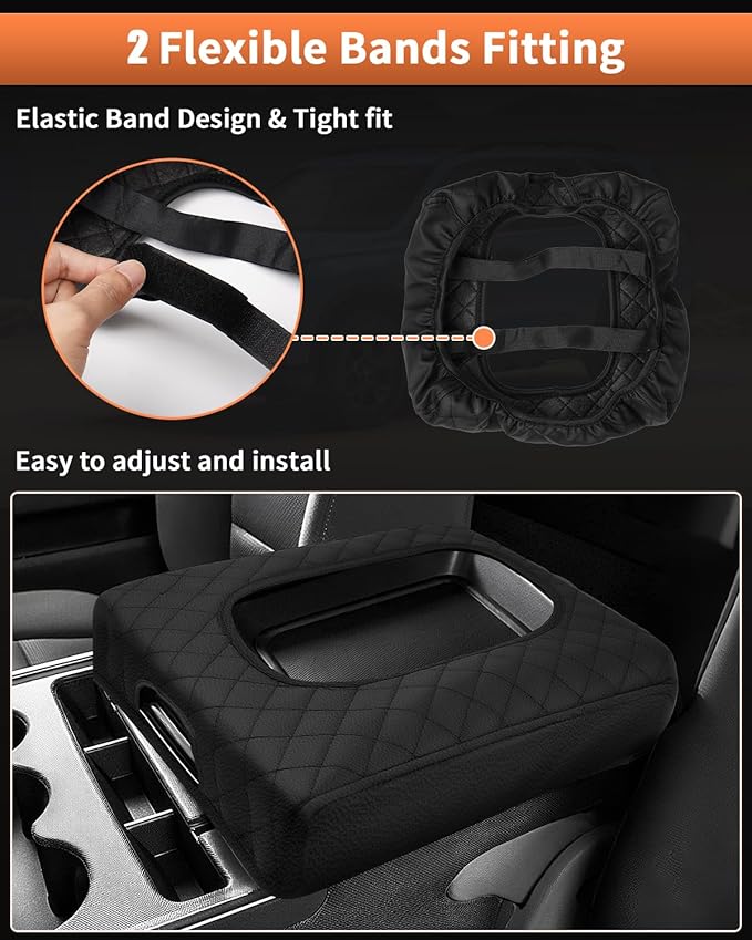 Shademax Center Console Cover for Chevy Silverado&GMC Sierra 2014-2018 Jump Seat Accessories, Armrest Cover Center Console Cushion Pad Leather Arm Rest Protectior (ONLY for Split Bench Seat Console)
