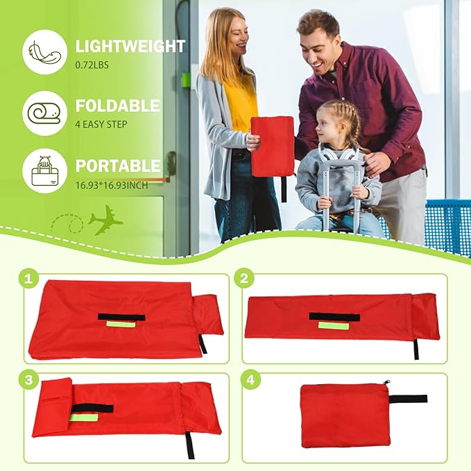 Sublaga Car Seat Bags For Airplane Travel, Durable Carseat Cover For Air Travel Car Seat Travel Bag with Shoulder Straps and 2pcs Luggage Tags For Airplane, Red