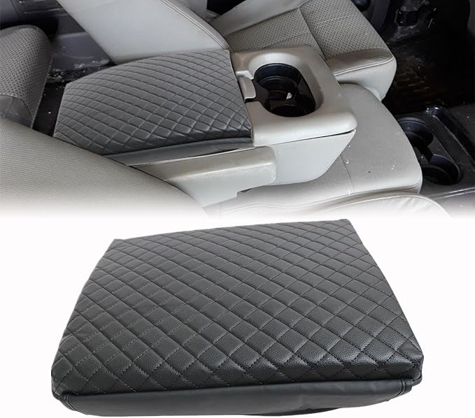 GXARTS Leather Center Console Armrest Cover Cushion Pad Black Compatible with Ford F150 2004 2005 2006 2007 2008
