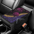 CLOHOMIN Purple Rose Car Arm Rest Covers Leopard Print Auto Armrest Pad with 2 Pockets Automoblie Interior Accessories Car Center Console Armrest Cushion Cover Fit for Most Vehicles