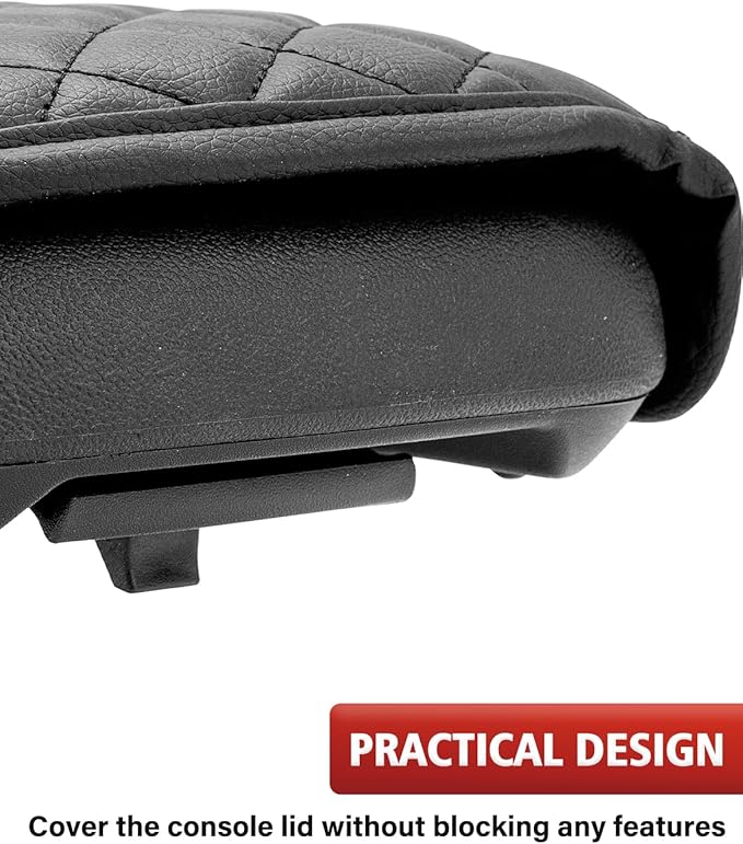 KBH Center Console Armrest Cover for 2018-2024 Chevy Equinox, GMC Terrain, Vinyl Leather Interior Accessories, Middle Console Lid Protector, Arm Rest Cushion Pad, Anti-Scratch, Black