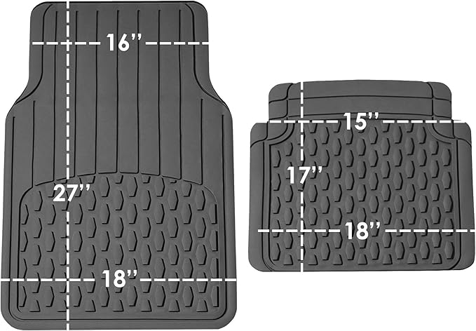 FH Group Automotive Floor Mats - Heavy-Duty Rubber Floor Mats for Cars, Universal Fit Full Set, ClimaProof Floor Mats, Trimmable Floor Mats For Most Sedan, SUV, Truck Floor Mats Gray