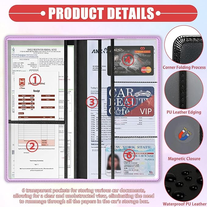 Car Registration Holder, Waterproof PU Leather Vehicle Card Document Glove Box Organizer, Women Interior Auto Accessories Case for Cards, Driver License Car Insurance Holder, Gay Pride Cats Pattern