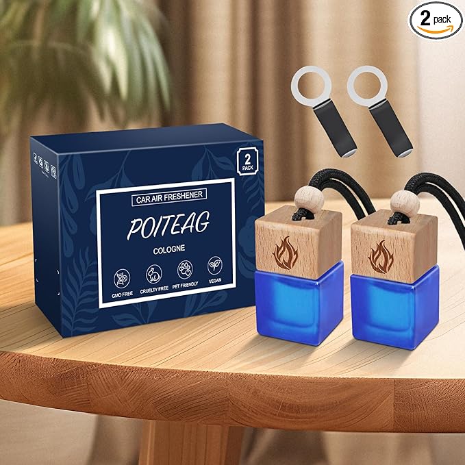 Car Air Freshener Hanging 2 Pack, Cologne Fragrance Long Lasting Car Scent Essential Oil Diffuser, Car Accessories Air Diffuser for Men