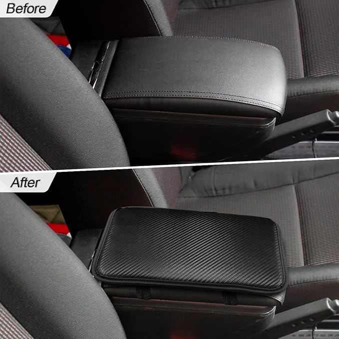 Auto Leather Center Console Cushion Pad, Waterproof Car Armrest Seat Box Cover with 4PCS Car Coasters for Cup Holder, Interior Protection Accessories for Most Cars, Vehicles, SUVs